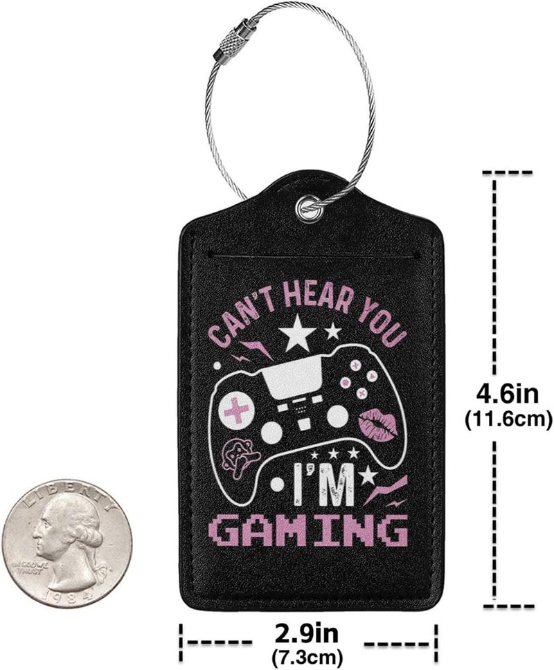 GACCAP 2 Pack Luggage Tags for Suitcase, Privacy Cover ID Label with Stainless Steel and Address Card for Travel Bag Backpack Cruise Ship Essentials Tag Women - Can't Hear You I'm Gaming Gamer Girl - Image 4